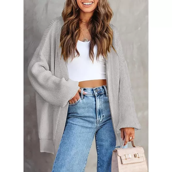 imagePRETTYGARDEN Fall Cardigan for Women 2023 Casual Long Sleeve Open Front Cable Knit Sweater OuterwearLight Grey