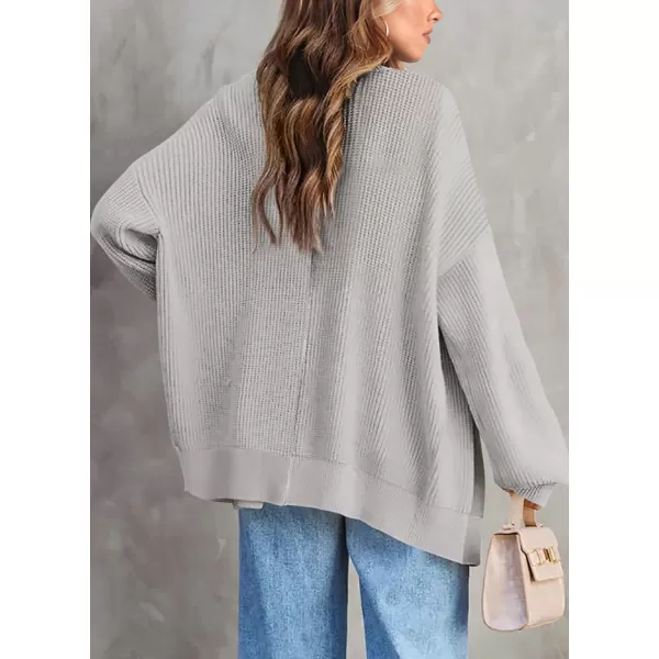 imagePRETTYGARDEN Fall Cardigan for Women 2023 Casual Long Sleeve Open Front Cable Knit Sweater OuterwearLight Grey