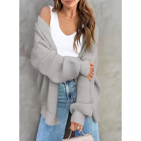 imagePRETTYGARDEN Fall Cardigan for Women 2023 Casual Long Sleeve Open Front Cable Knit Sweater OuterwearLight Grey
