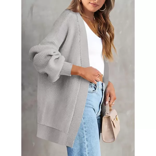 imagePRETTYGARDEN Fall Cardigan for Women 2023 Casual Long Sleeve Open Front Cable Knit Sweater OuterwearLight Grey