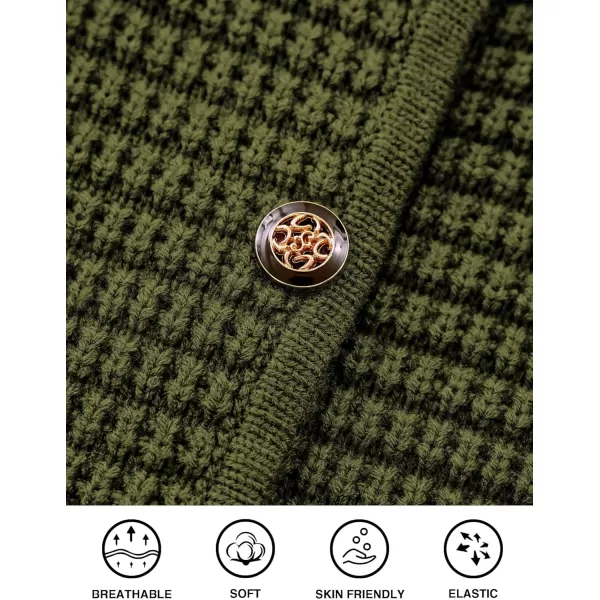 imagePRETTYGARDEN Open Front Cardigan Sweaters for Women Button Down Long Sleeve Casual Cute Knitted Shirts with PocketsArmy Green