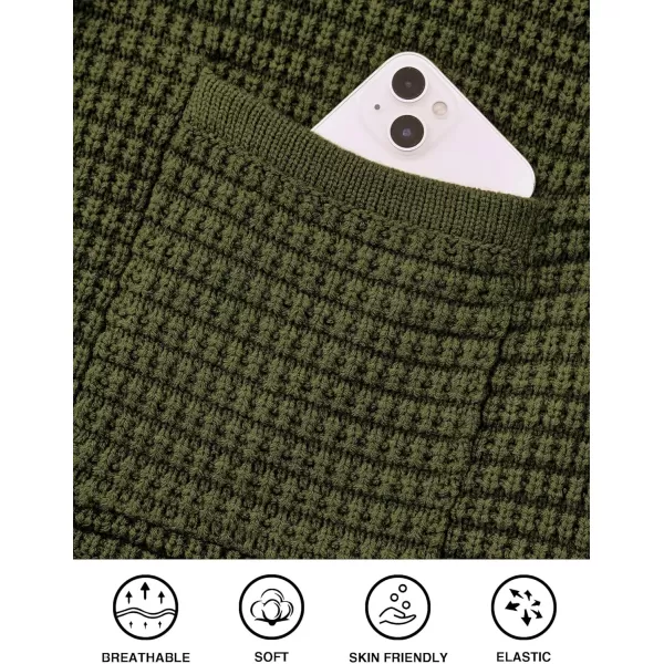 imagePRETTYGARDEN Open Front Cardigan Sweaters for Women Button Down Long Sleeve Casual Cute Knitted Shirts with PocketsArmy Green