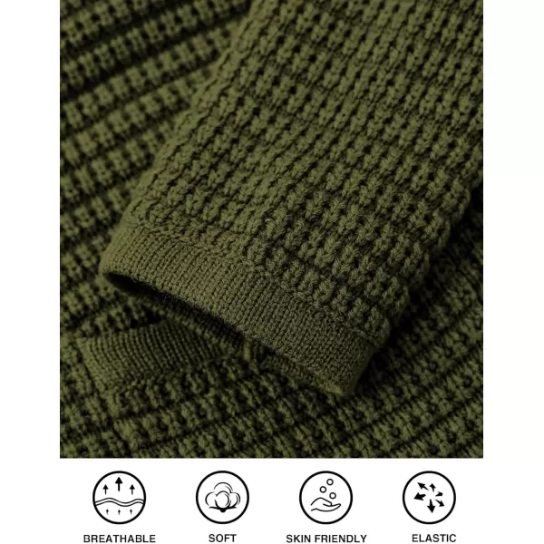 imagePRETTYGARDEN Open Front Cardigan Sweaters for Women Button Down Long Sleeve Casual Cute Knitted Shirts with PocketsArmy Green