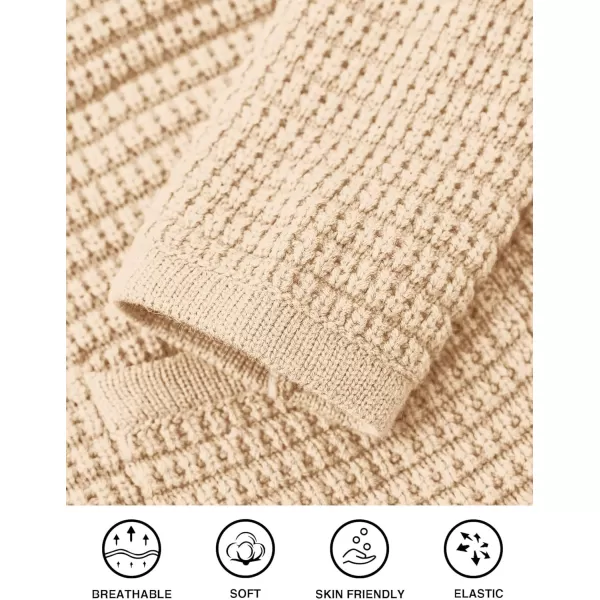 imagePRETTYGARDEN Open Front Cardigan Sweaters for Women Button Down Long Sleeve Casual Cute Knitted Shirts with PocketsBeige