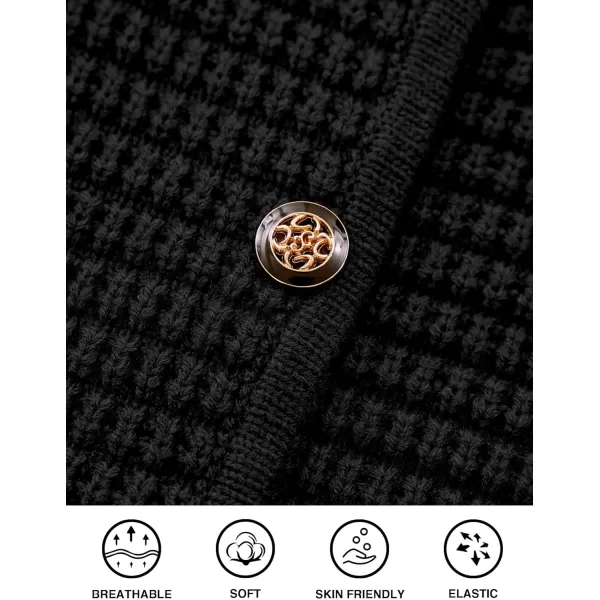 imagePRETTYGARDEN Open Front Cardigan Sweaters for Women Button Down Long Sleeve Casual Cute Knitted Shirts with PocketsBlack