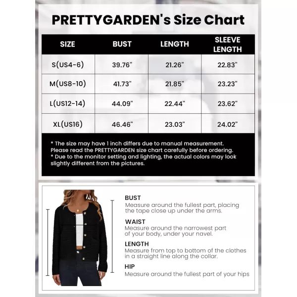 imagePRETTYGARDEN Open Front Cardigan Sweaters for Women Button Down Long Sleeve Casual Cute Knitted Shirts with PocketsBlack