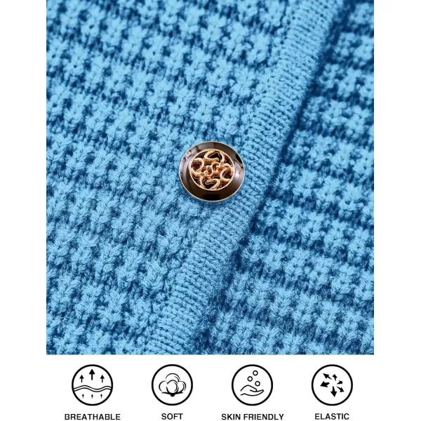imagePRETTYGARDEN Open Front Cardigan Sweaters for Women Button Down Long Sleeve Casual Cute Knitted Shirts with PocketsBlue