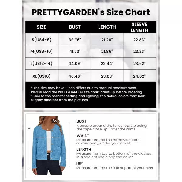 imagePRETTYGARDEN Open Front Cardigan Sweaters for Women Button Down Long Sleeve Casual Cute Knitted Shirts with PocketsBlue