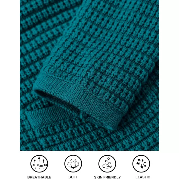 imagePRETTYGARDEN Open Front Cardigan Sweaters for Women Button Down Long Sleeve Casual Cute Knitted Shirts with PocketsBlue Green