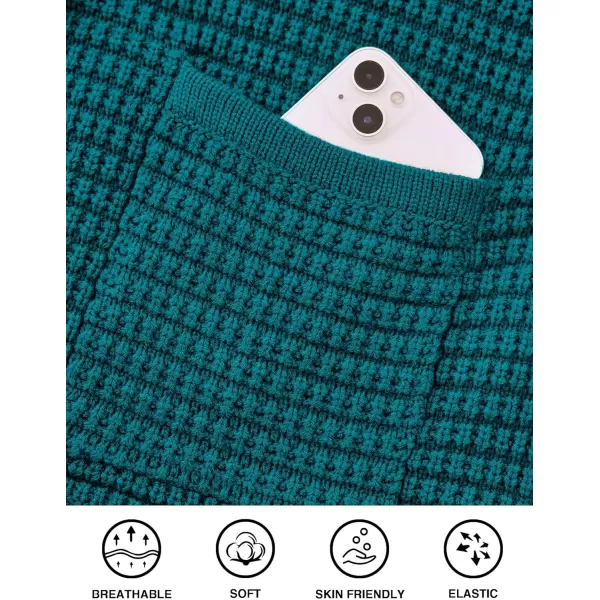 imagePRETTYGARDEN Open Front Cardigan Sweaters for Women Button Down Long Sleeve Casual Cute Knitted Shirts with PocketsBlue Green
