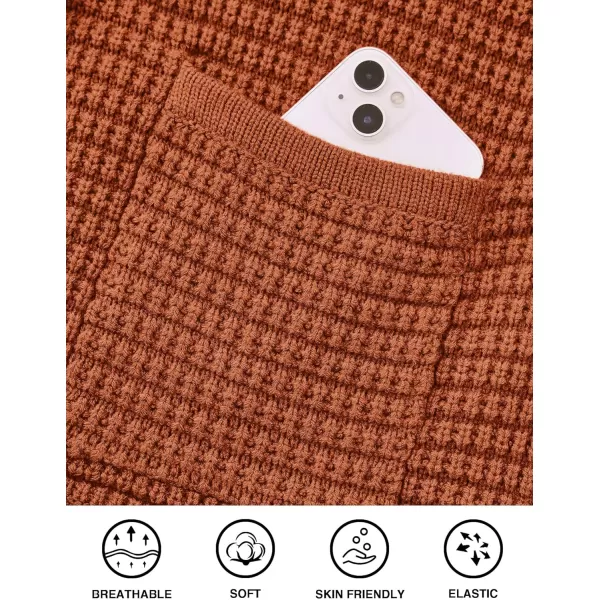 imagePRETTYGARDEN Open Front Cardigan Sweaters for Women Button Down Long Sleeve Casual Cute Knitted Shirts with PocketsCaramel