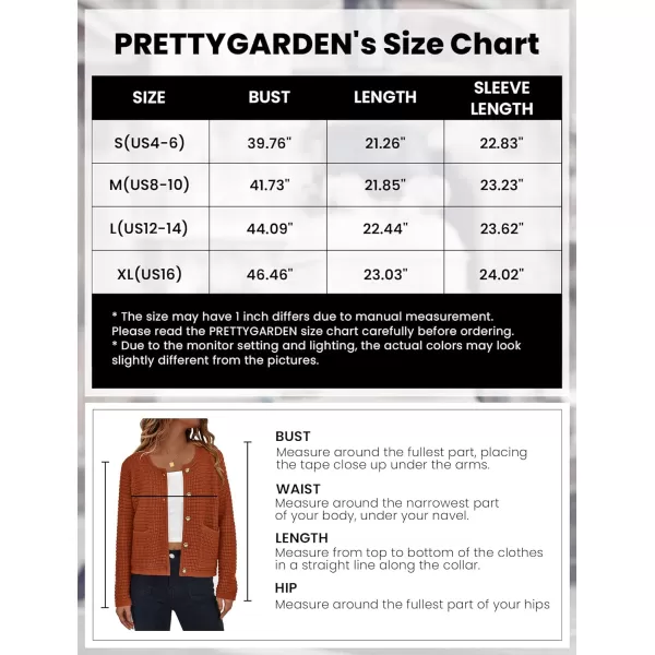 imagePRETTYGARDEN Open Front Cardigan Sweaters for Women Button Down Long Sleeve Casual Cute Knitted Shirts with PocketsCaramel