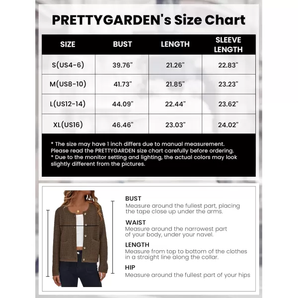 imagePRETTYGARDEN Open Front Cardigan Sweaters for Women Button Down Long Sleeve Casual Cute Knitted Shirts with PocketsCoffee