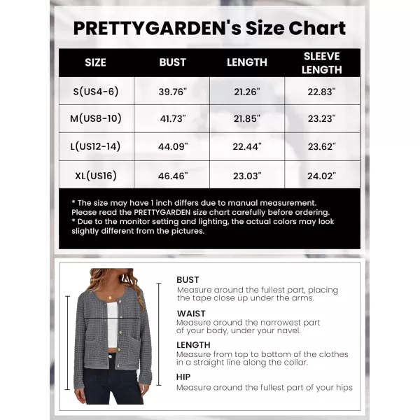 imagePRETTYGARDEN Open Front Cardigan Sweaters for Women Button Down Long Sleeve Casual Cute Knitted Shirts with PocketsGrey
