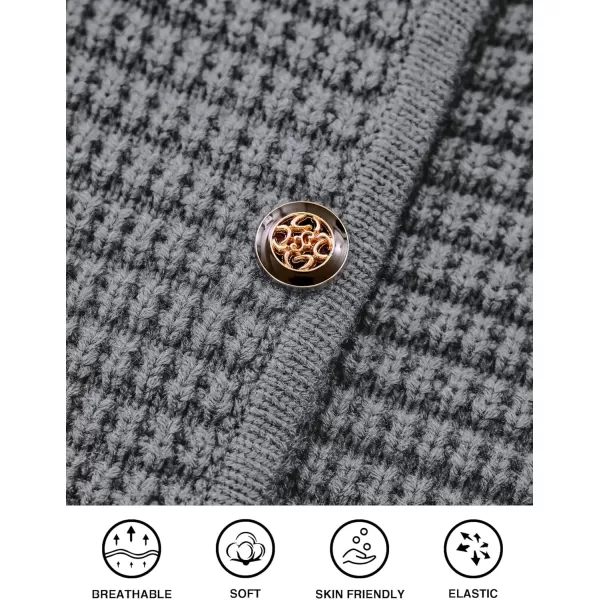 imagePRETTYGARDEN Open Front Cardigan Sweaters for Women Button Down Long Sleeve Casual Cute Knitted Shirts with PocketsGrey