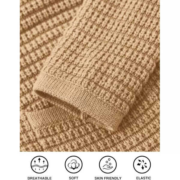 imagePRETTYGARDEN Open Front Cardigan Sweaters for Women Button Down Long Sleeve Casual Cute Knitted Shirts with PocketsKhaki