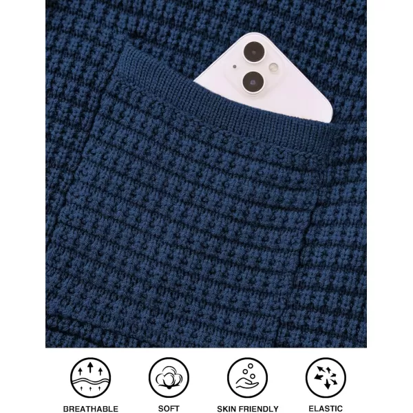 imagePRETTYGARDEN Open Front Cardigan Sweaters for Women Button Down Long Sleeve Casual Cute Knitted Shirts with PocketsNavy