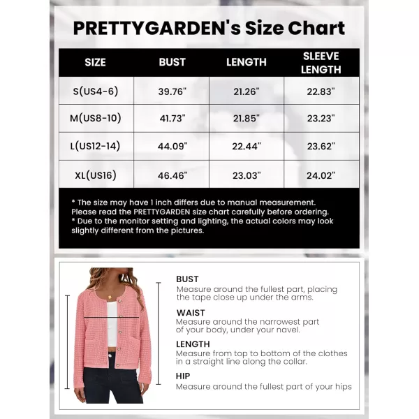 imagePRETTYGARDEN Open Front Cardigan Sweaters for Women Button Down Long Sleeve Casual Cute Knitted Shirts with PocketsPink