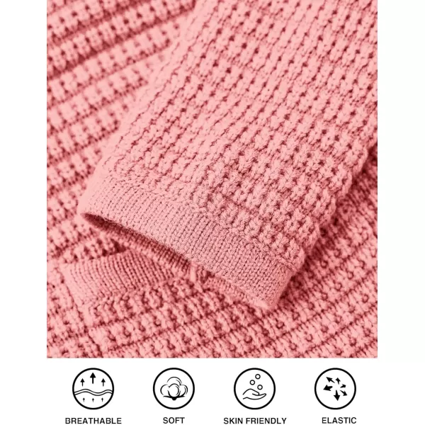 imagePRETTYGARDEN Open Front Cardigan Sweaters for Women Button Down Long Sleeve Casual Cute Knitted Shirts with PocketsPink