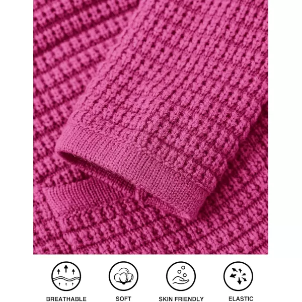 imagePRETTYGARDEN Open Front Cardigan Sweaters for Women Button Down Long Sleeve Casual Cute Knitted Shirts with PocketsRose Red
