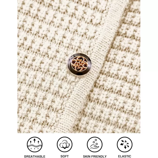 imagePRETTYGARDEN Open Front Cardigan Sweaters for Women Button Down Long Sleeve Casual Cute Knitted Shirts with PocketsWhite