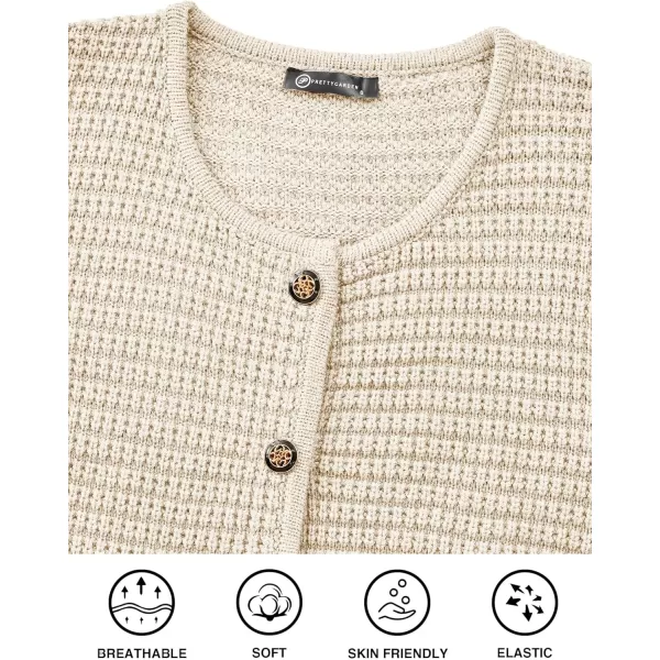 imagePRETTYGARDEN Open Front Cardigan Sweaters for Women Button Down Long Sleeve Casual Cute Knitted Shirts with PocketsWhite
