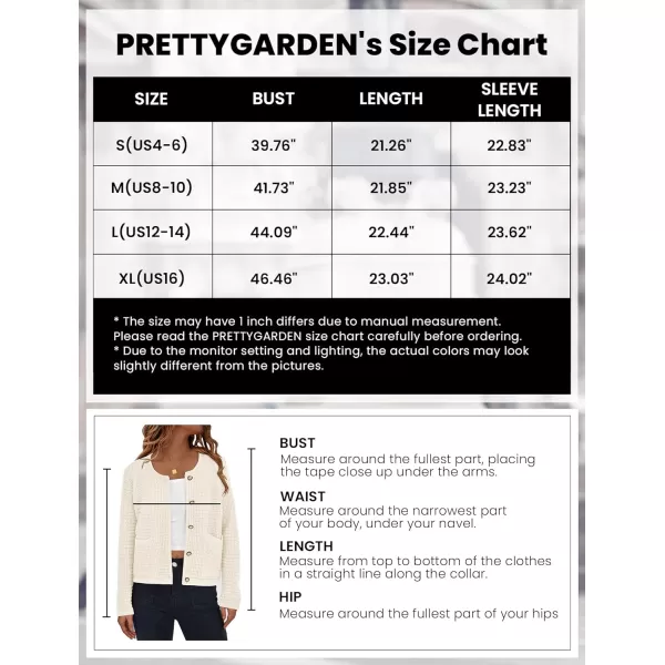 imagePRETTYGARDEN Open Front Cardigan Sweaters for Women Button Down Long Sleeve Casual Cute Knitted Shirts with PocketsWhite