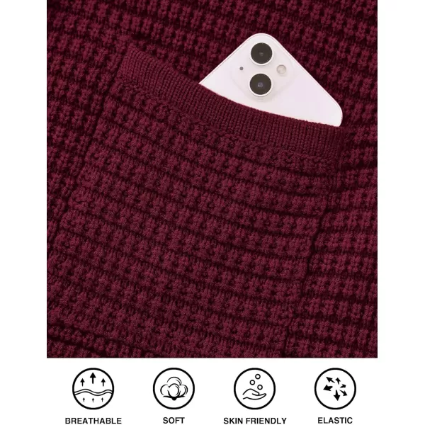 imagePRETTYGARDEN Open Front Cardigan Sweaters for Women Button Down Long Sleeve Casual Cute Knitted Shirts with PocketsWine Red