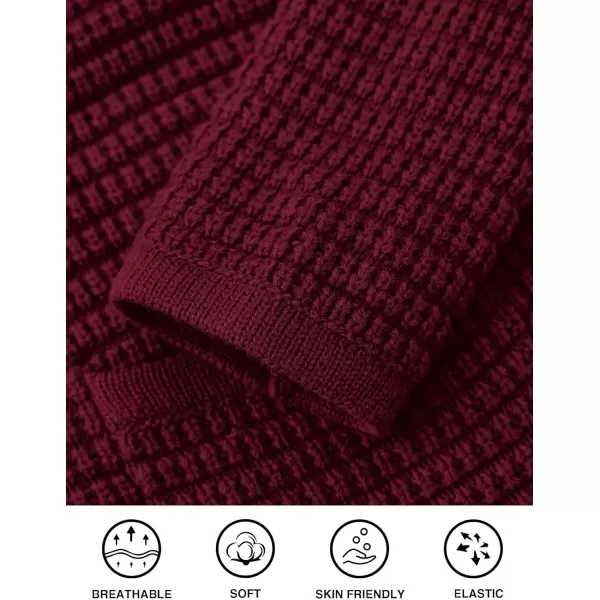 imagePRETTYGARDEN Open Front Cardigan Sweaters for Women Button Down Long Sleeve Casual Cute Knitted Shirts with PocketsWine Red