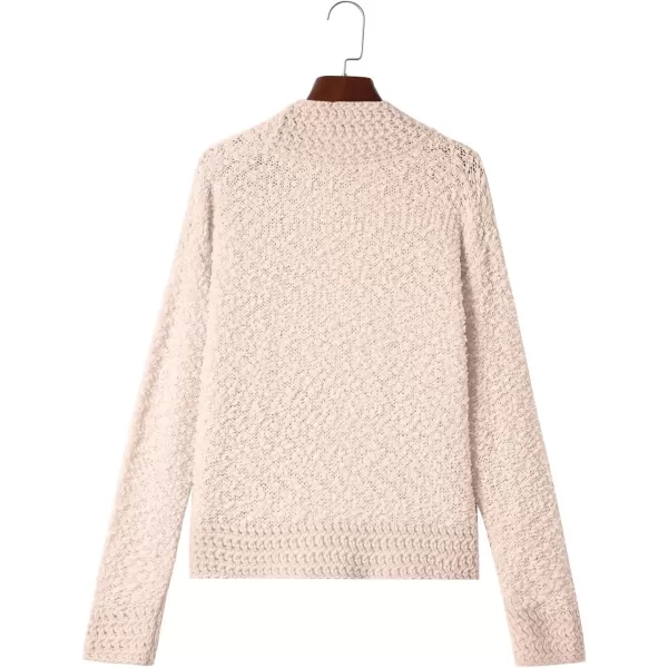 imagePRETTYGARDEN Open Front Fall Sweaters for Women 2023 Popcorn Long Sleeve Cardigan Knit Oversized Sherpa Sweater CoatApricot