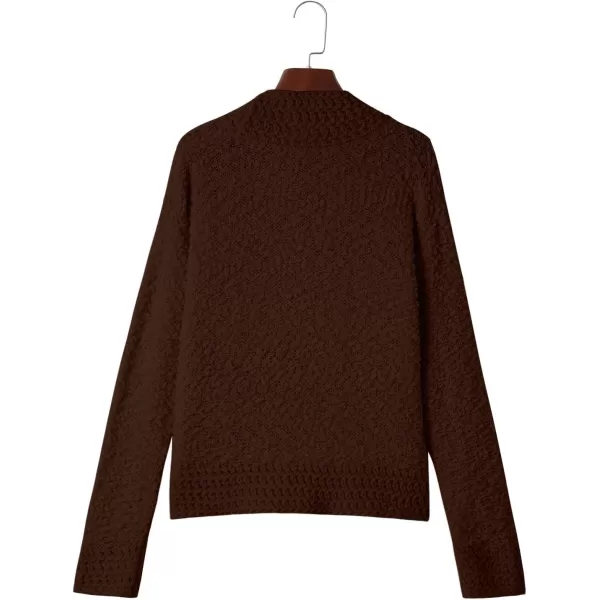 imagePRETTYGARDEN Open Front Fall Sweaters for Women 2023 Popcorn Long Sleeve Cardigan Knit Oversized Sherpa Sweater CoatDark Coffee