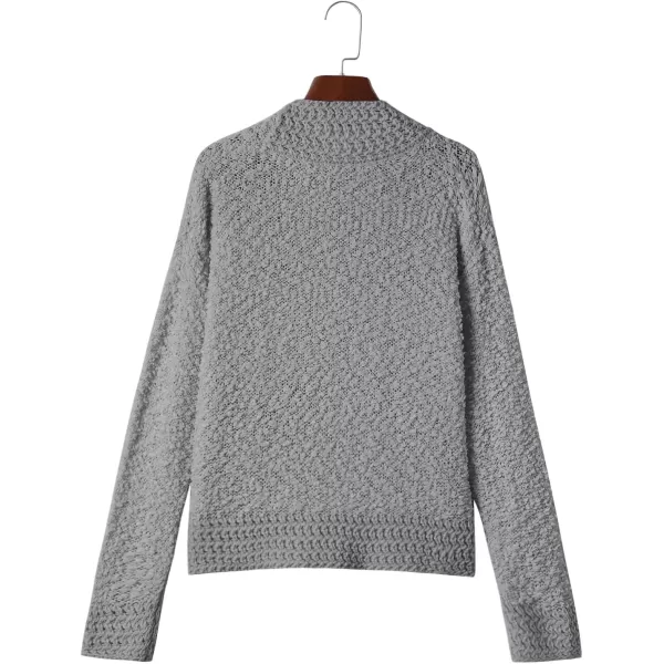 imagePRETTYGARDEN Open Front Fall Sweaters for Women 2023 Popcorn Long Sleeve Cardigan Knit Oversized Sherpa Sweater CoatGrey