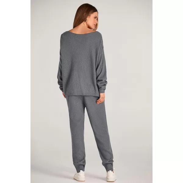 imagePRETTYGARDEN Women 2 Piece Outfits Long Sleeve Pullover Tops And Long Pants Tracksuit Sweater SetsGrey