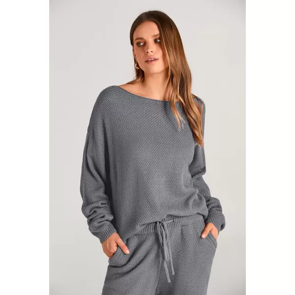 imagePRETTYGARDEN Women 2 Piece Outfits Long Sleeve Pullover Tops And Long Pants Tracksuit Sweater SetsGrey