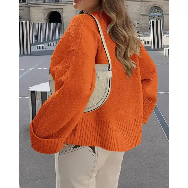 imagePRETTYGARDEN Women Fall Oversized Sweaters Casual Crewneck Pullover Long Sleeve Fuzzy Chunky Knit Tops BlouseOrange