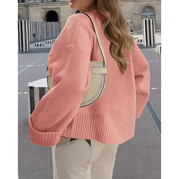 imagePRETTYGARDEN Women Fall Oversized Sweaters Casual Crewneck Pullover Long Sleeve Fuzzy Chunky Knit Tops BlousePink