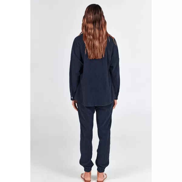 imagePRETTYGARDEN Womens 2 Piece Outfits Casual Corduroy Long Sleeve Button Down Jacket and Pants Tracksuit with PocketsNavy