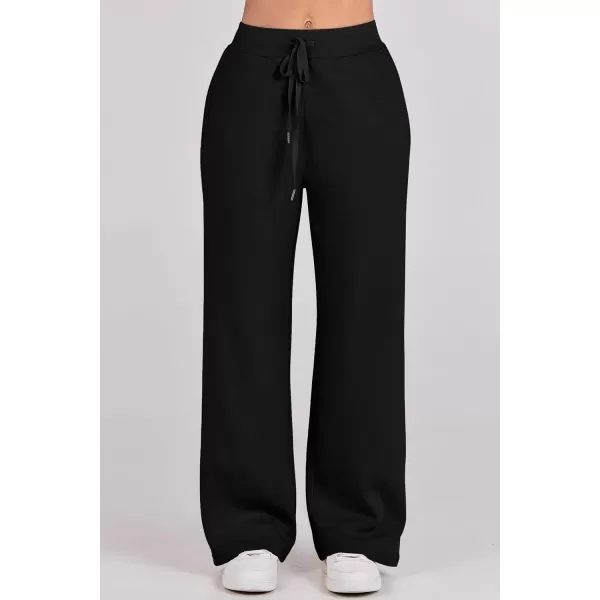 imagePRETTYGARDEN Womens 2 Piece Outfits Casual Lapel Half Zip Sweatshirts And Wide Leg Pants Tracksuit SetsBlack