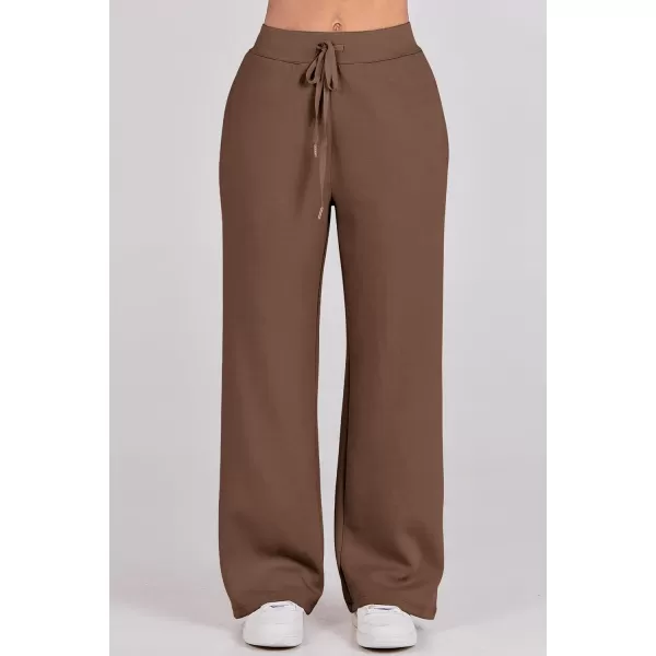 imagePRETTYGARDEN Womens 2 Piece Outfits Casual Lapel Half Zip Sweatshirts And Wide Leg Pants Tracksuit SetsBrown