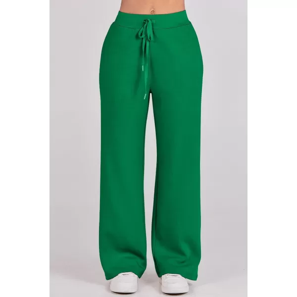 imagePRETTYGARDEN Womens 2 Piece Outfits Casual Lapel Half Zip Sweatshirts And Wide Leg Pants Tracksuit SetsGreen
