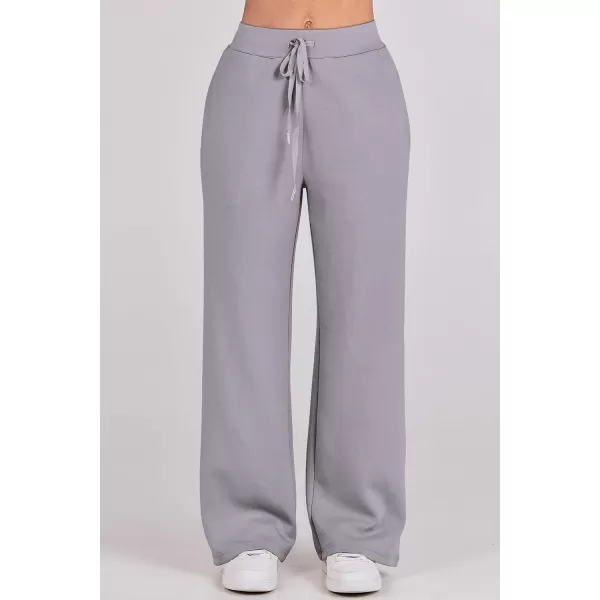 imagePRETTYGARDEN Womens 2 Piece Outfits Casual Lapel Half Zip Sweatshirts And Wide Leg Pants Tracksuit SetsGrey
