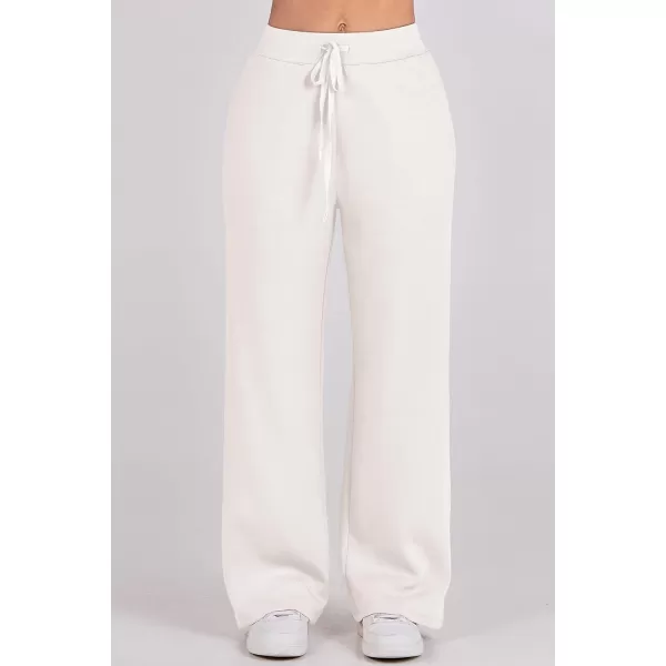 imagePRETTYGARDEN Womens 2 Piece Outfits Casual Lapel Half Zip Sweatshirts And Wide Leg Pants Tracksuit SetsWhite