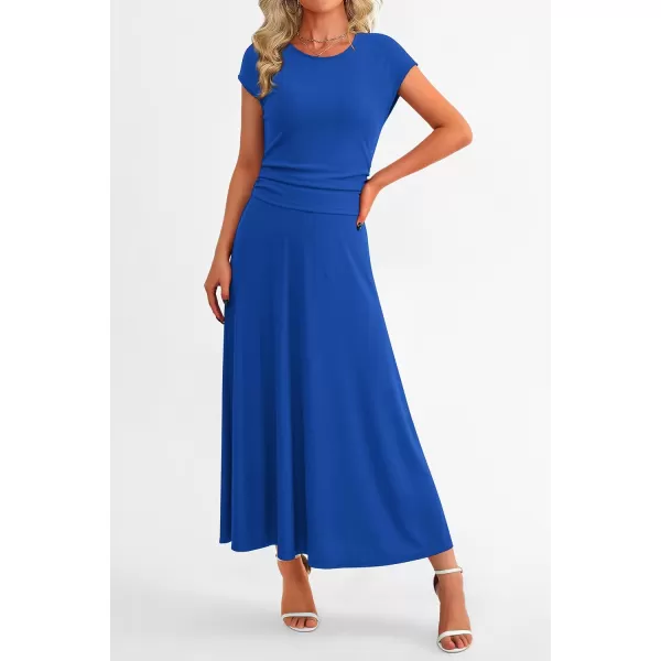 imagePRETTYGARDEN Womens 2 Piece Summer Outfits Dressy Casual Knit Short Sleeve Crop Top High Waist Midi Skirt SetBlue