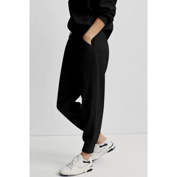 imagePRETTYGARDEN Womens 2 Piece Sweatsuits Set Long Sleeve Half Zip Pullover Sweatshirt Joggers Sweatpants Fall Outfits TracksuitBlack