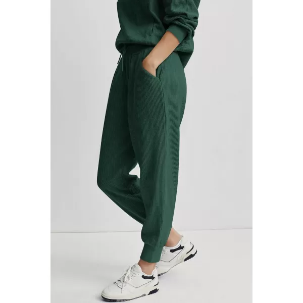 imagePRETTYGARDEN Womens 2 Piece Sweatsuits Set Long Sleeve Half Zip Pullover Sweatshirt Joggers Sweatpants Fall Outfits TracksuitDark Green