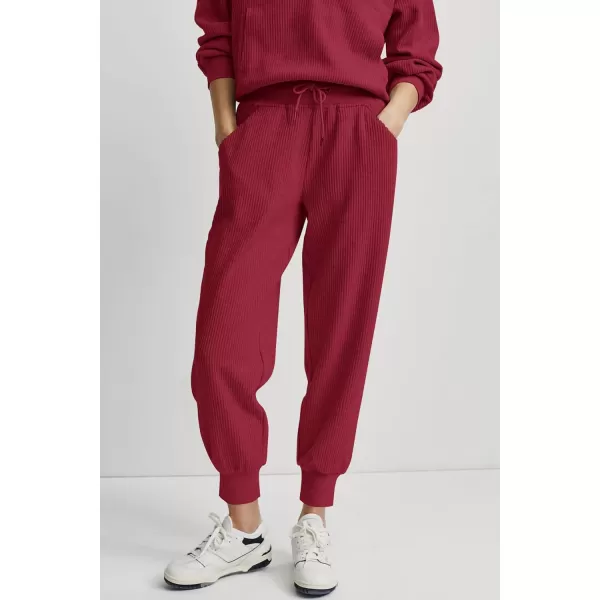 imagePRETTYGARDEN Womens 2 Piece Sweatsuits Set Long Sleeve Half Zip Pullover Sweatshirt Joggers Sweatpants Fall Outfits TracksuitWine Red