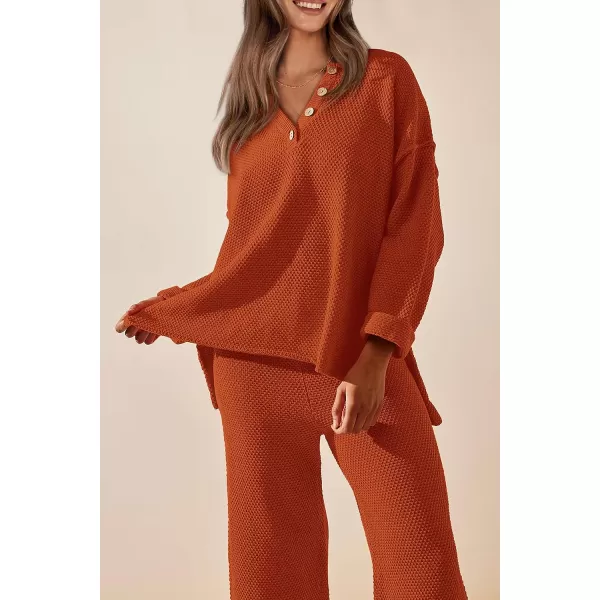 imagePRETTYGARDEN Womens 2 Piece Tracksuit Outfits 2023 Fall Knit Sweater And Wide Leg Pants Sweatsuit Lounge SetsCaramel