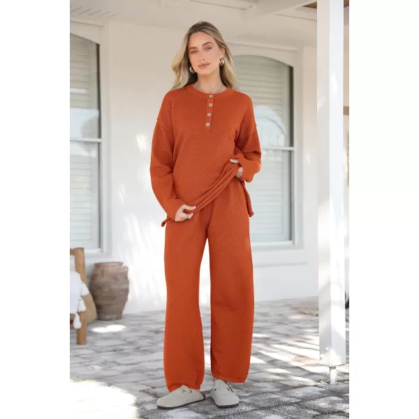 imagePRETTYGARDEN Womens 2 Piece Tracksuit Outfits 2024 Fall Knit Sweater And Wide Leg Pants Sweatsuit Lounge SetsCaramel