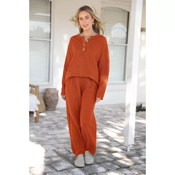 imagePRETTYGARDEN Womens 2 Piece Tracksuit Outfits 2024 Fall Knit Sweater And Wide Leg Pants Sweatsuit Lounge SetsCaramel