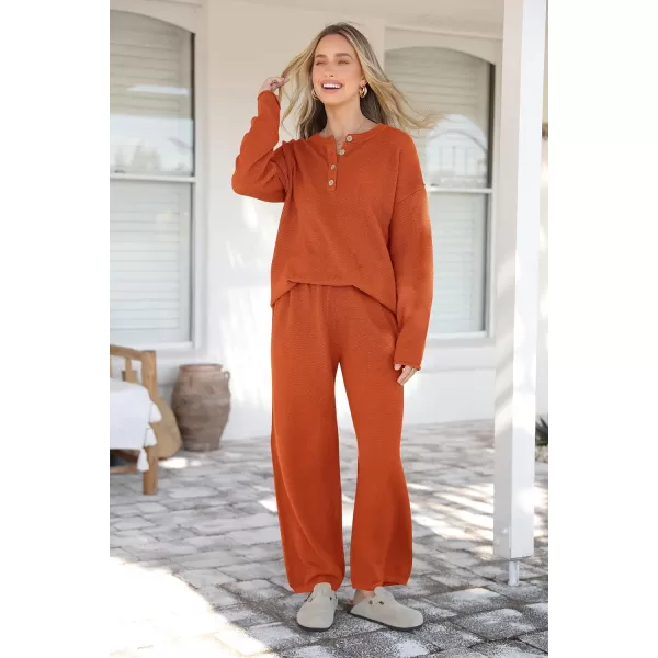 imagePRETTYGARDEN Womens 2 Piece Tracksuit Outfits 2024 Fall Knit Sweater And Wide Leg Pants Sweatsuit Lounge SetsCaramel